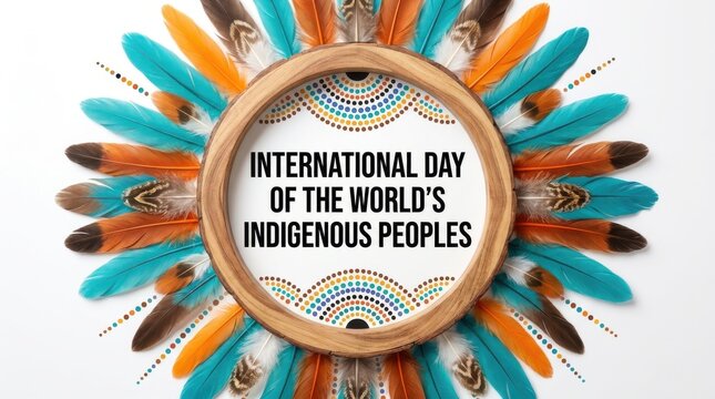International day of the worlds indigenous peoples isolated on white background