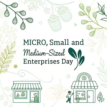 Green floral illustration for micro small medium enterprises day art.