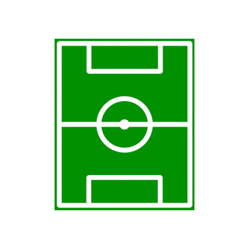 White soccer field board line icon with green background