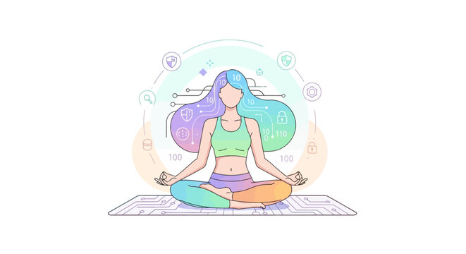 Woman in yoga meditation pose sitting.