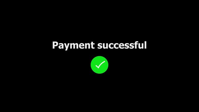 payment successful icon . Confirmation, money transaction concept. neon payment successful button on black background. neon check mark with payment successful.