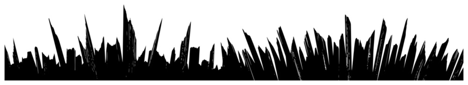Jagged sharp shards horizontal border silhouette with textured edges