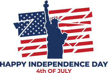 Statue of liberty with american flag graphic for independence day celebrations and patriotic designs © ABU