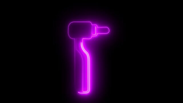 neon Drilling machine icon ,Video motion graphic animation,  Dental for drilling and grinding tools. 4K Video motion graphic animation