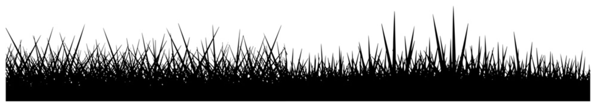 Grass field silhouette border with sharp blades in minimalist style