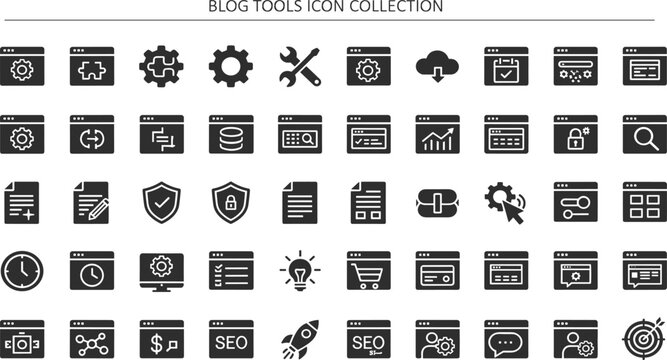 Blog, tools, icon, collection, for, web, development, content, management, seo, optimization, business, marketing, digital, strategy, analytics, security, software, and, interface.