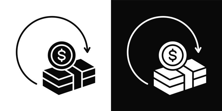 Employee Payroll Icon sheet with black and white background style collection