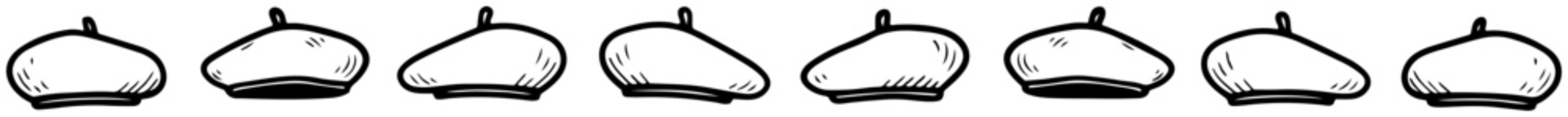 Obraz premium French beret hat border for fashion and travel design in hand drawn doodle style