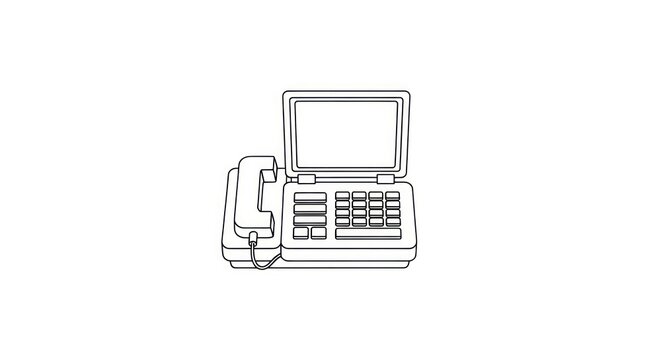 Vintage fax machine with computer screen.