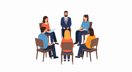 Fototapeta premium Group Therapy Session and Support Circle Illustration for Mental Health and Community Discussion