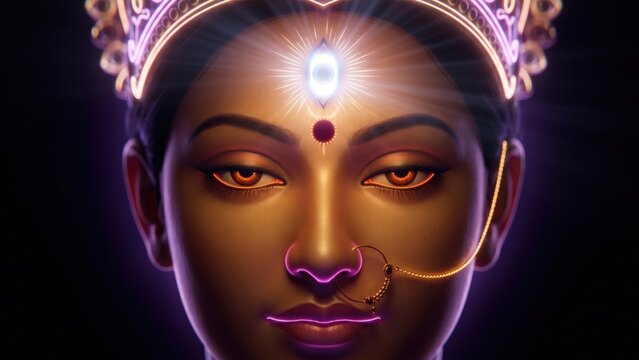 Durga Face Closeup - Navratri Goddess Background