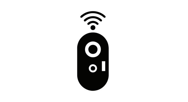 Vector illustration of remote control icon with wireless signal symbol on a transparent background