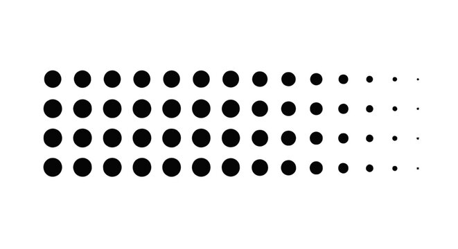 Vector illustration of halftone dot pattern gradient, abstract vector design element on a transparent background