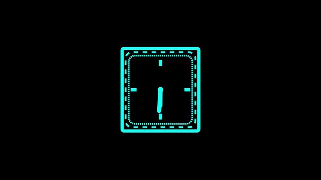 Futuristic square face smart digital clock looping animation, Minimal 4k video