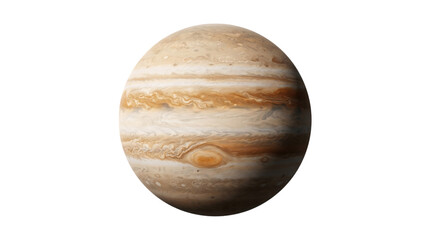 Fototapeta premium Detailed jupiter planet with swirling clouds great red spot space astronomy object sphere isolated on a transparent background