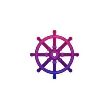 Colorful ship wheel graphic design element.