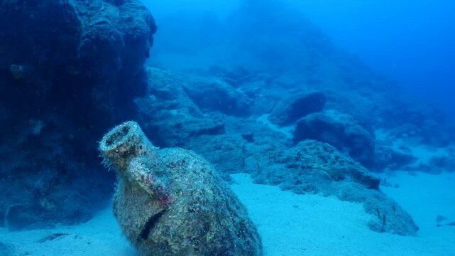 amphora pieces underwater ancient antic amphoras scuba divers to explore and discover deep water