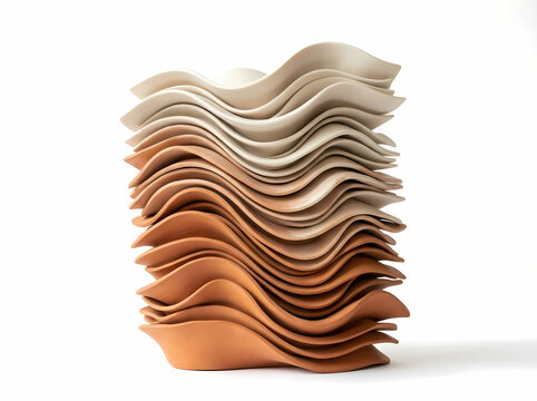 Abstract wavy layers in brown and green colors
