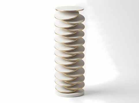 Stack of round coasters with gold edges