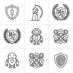 Obraz premium Security icons with shield and key.