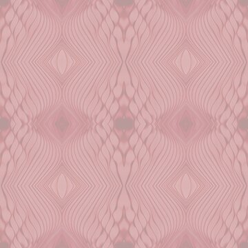 Abstract seamless background with 3D wavy diamond lines in pink