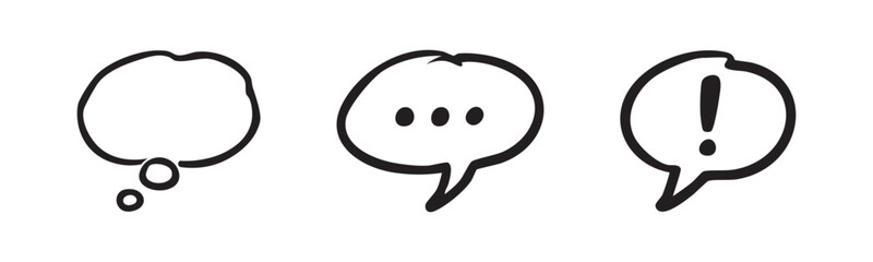 Fototapeta premium Hand Drawn Speech Bubble Icons and Chat Symbols Vector Set
