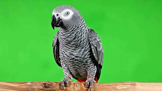 Parrot African Bird Studio Portrait on Green Screen Background