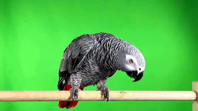 Parrot African Bird Studio Portrait on Green Screen Background