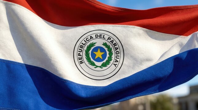 Flag of paraguay republic waving in the wind