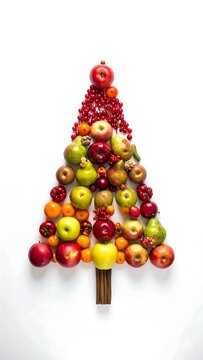 Colorful fruit tower arrangement on stand.