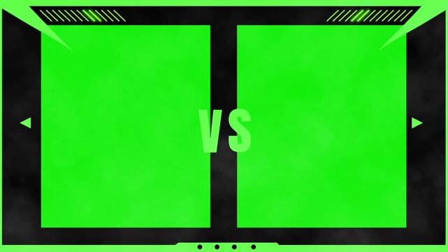 A green and black video game style versus screen with a no1 label on the bottom left corner for competition or comparison