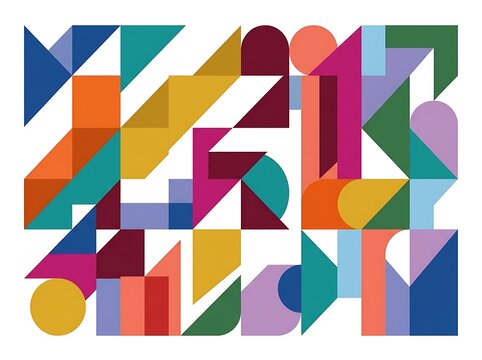 Colorful geometric blocks forming the word MIX.