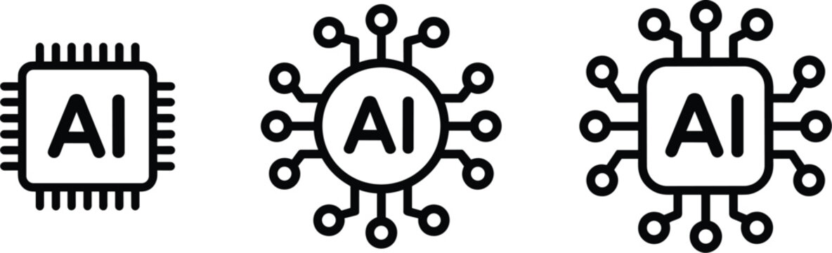 Artificial intelligence chip icons representing machine learning and smart technology advancement