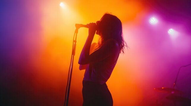 Solo performance with backlit singer on stage