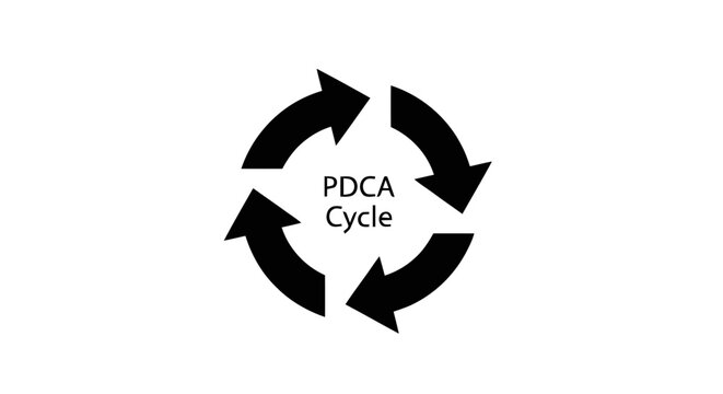Vector illustration of pdca cycle icon, plan do check act management method on a transparent background