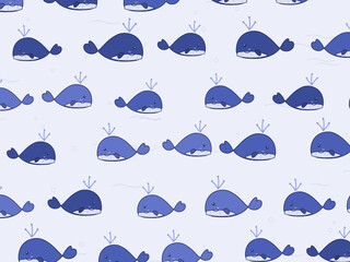 Fototapeta premium Kawaii Whale Pattern Playful Marine Wallpaper Design