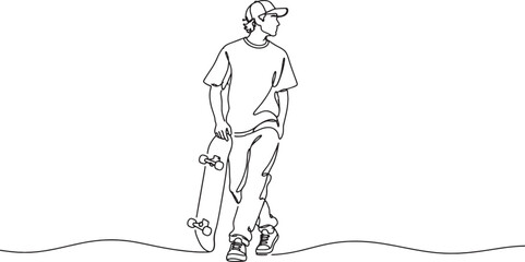 man in casual clothes standing with skateboard © Sumon90cs