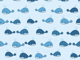 Obraz premium Adorable Whale Scatter Nautical Nursery Pattern Art