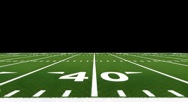 American football field with 40 yard line marking