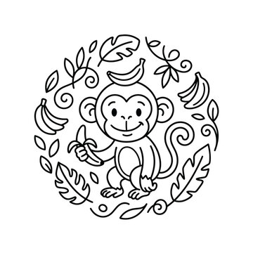 Monkey Holding a Banana Smiling.