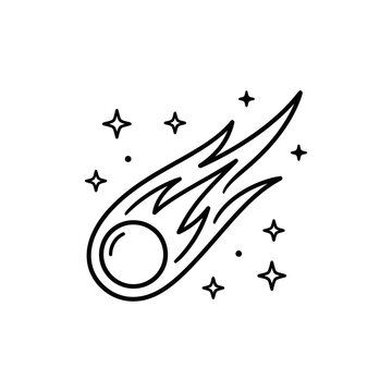 Meteorite with flames and sparks.