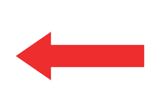 Simple red arrow icon pointing to the left on white