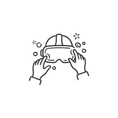 Fototapeta premium Person wearing virtual reality headset.
