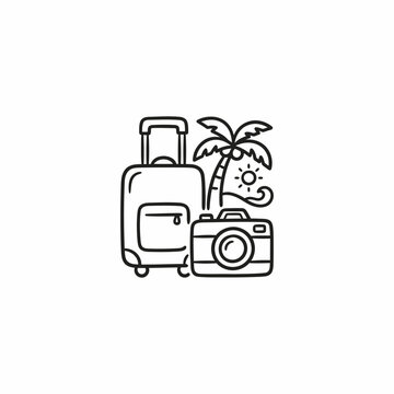 Travel vacation luggage and camera.