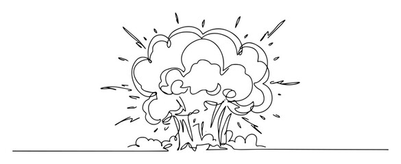 comic style explosion with smoke cloud in line art © Wieslaw