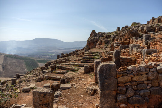 Dusty Red Path Through the Ancient Roman Ruins of Tiddis