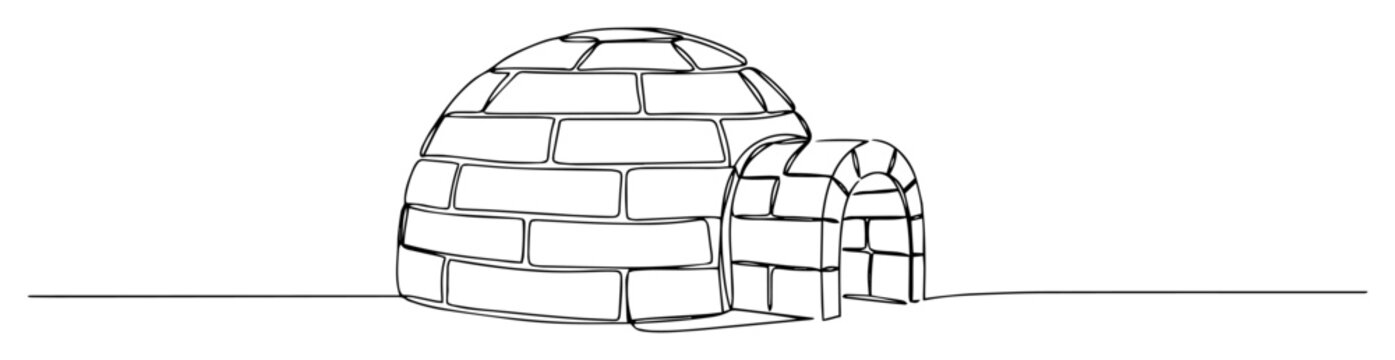 igloo line art polar house vector illustration