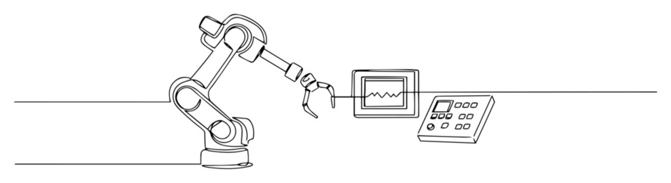 surgical robot medical operation vector engraving monoline
