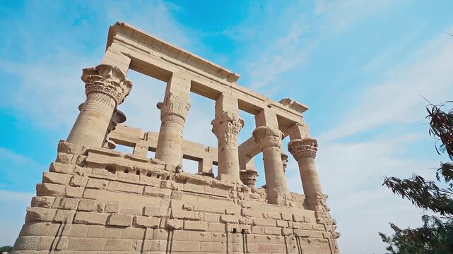 The ancient and historical Philae Temples complex in Aswan, which was built by the ancient Egyptian pharaohs. It was built during the third century BC. it built to worship the goddess "Isis" - Egypt.
