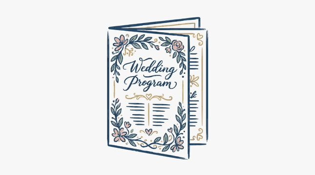 Elegant vintage wedding program design template.